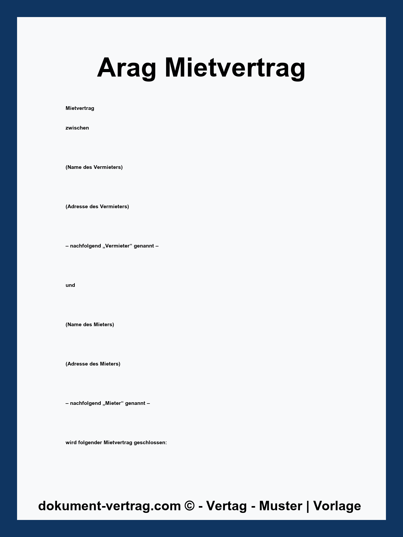 Arag Mietvertrag Vorlage