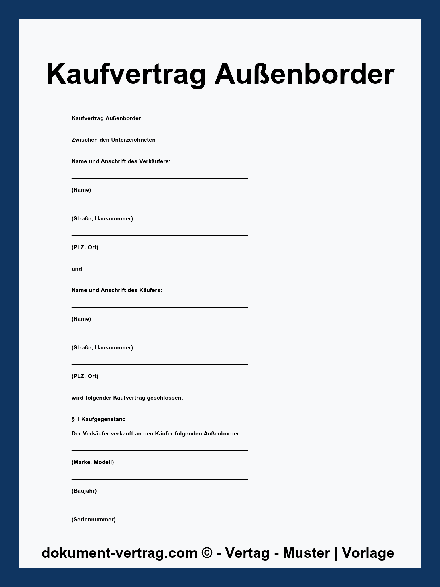Kaufvertrag Außenborder