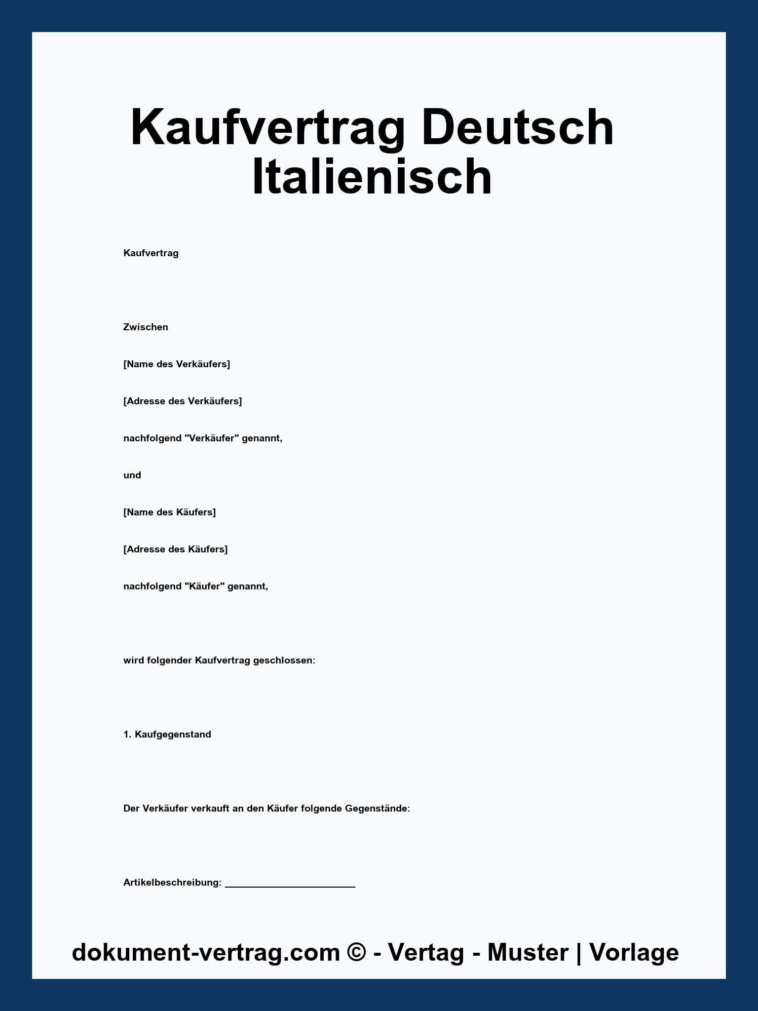 Kaufvertrag Deutsch Italienisch - PDF