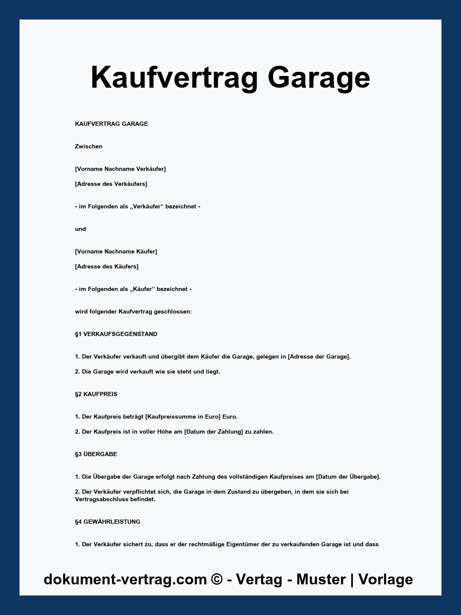 Kaufvertrag Garage