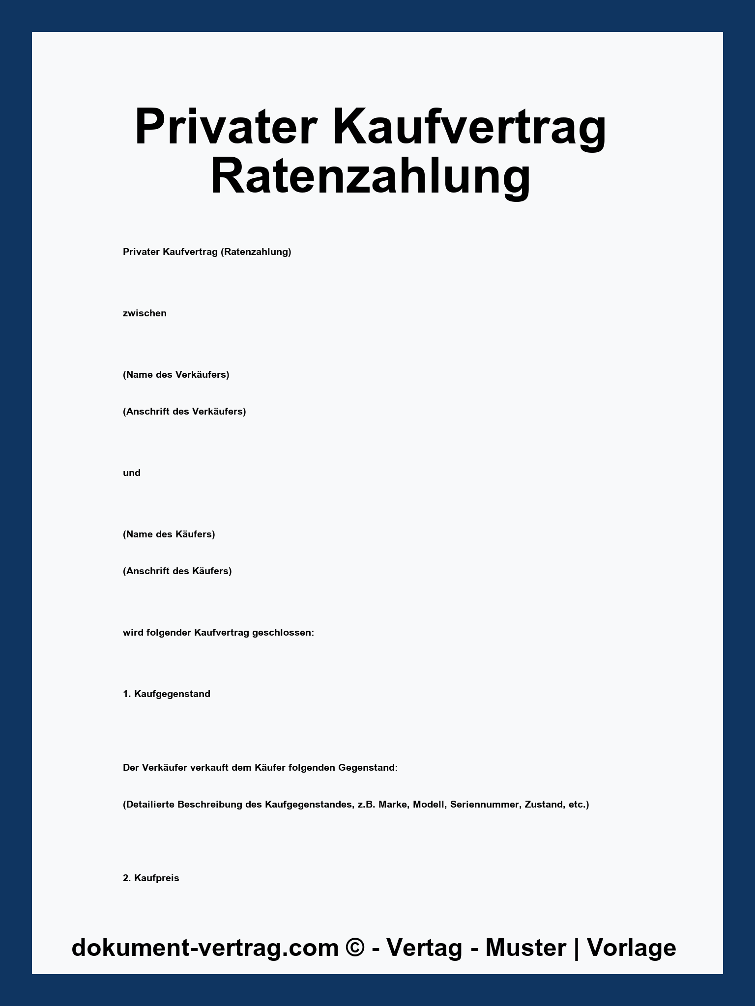 Privater Kaufvertrag Ratenzahlung - PDF