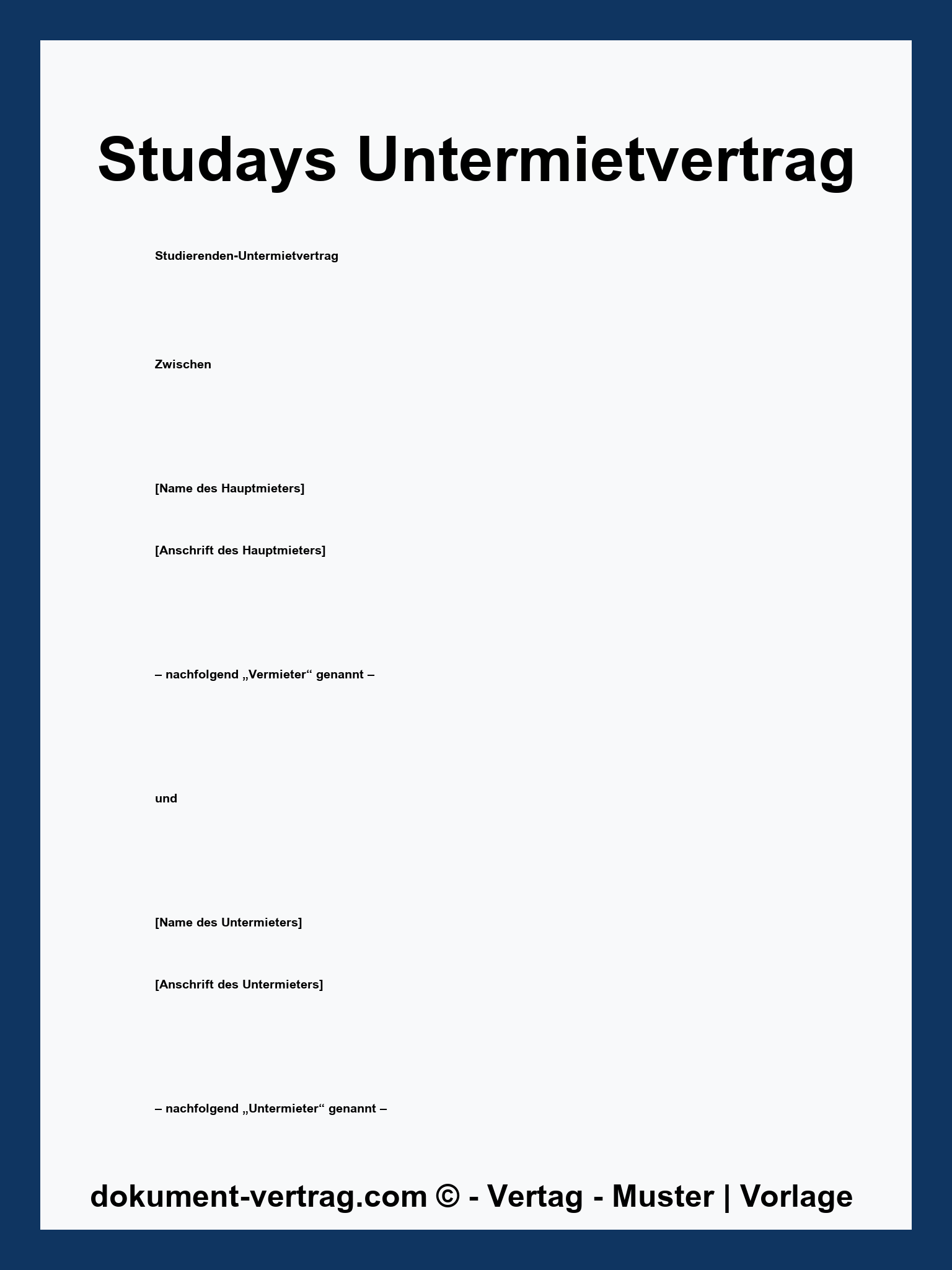 Studays Untermietvertrag