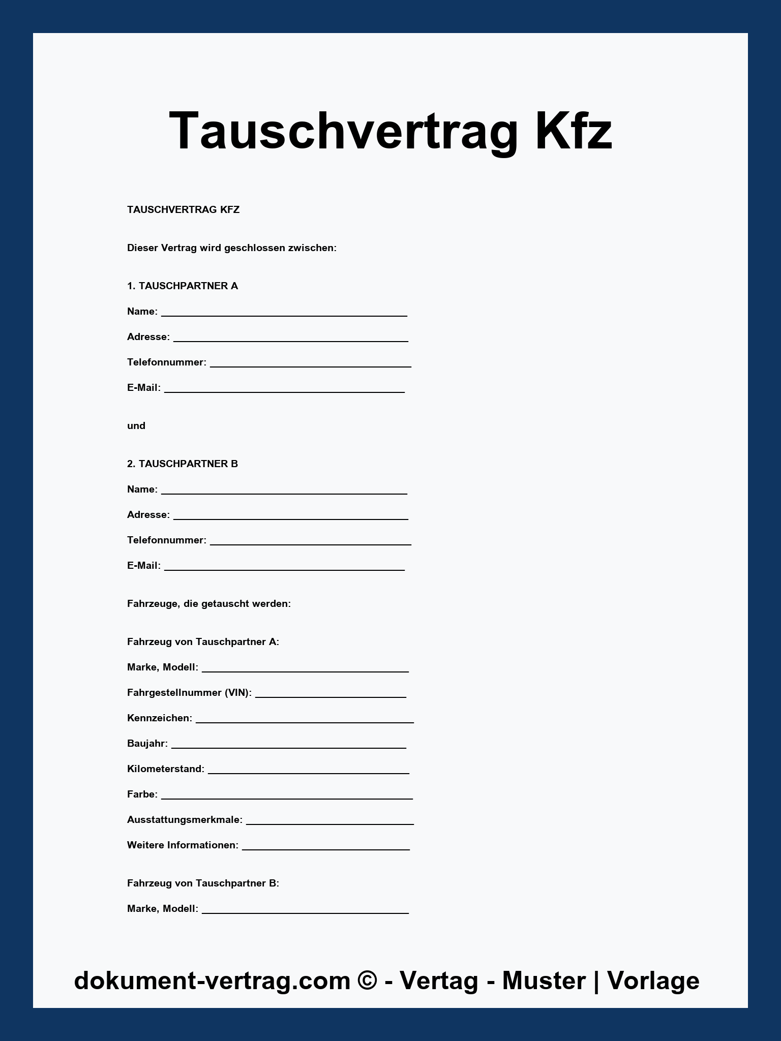 Tauschvertrag Kfz