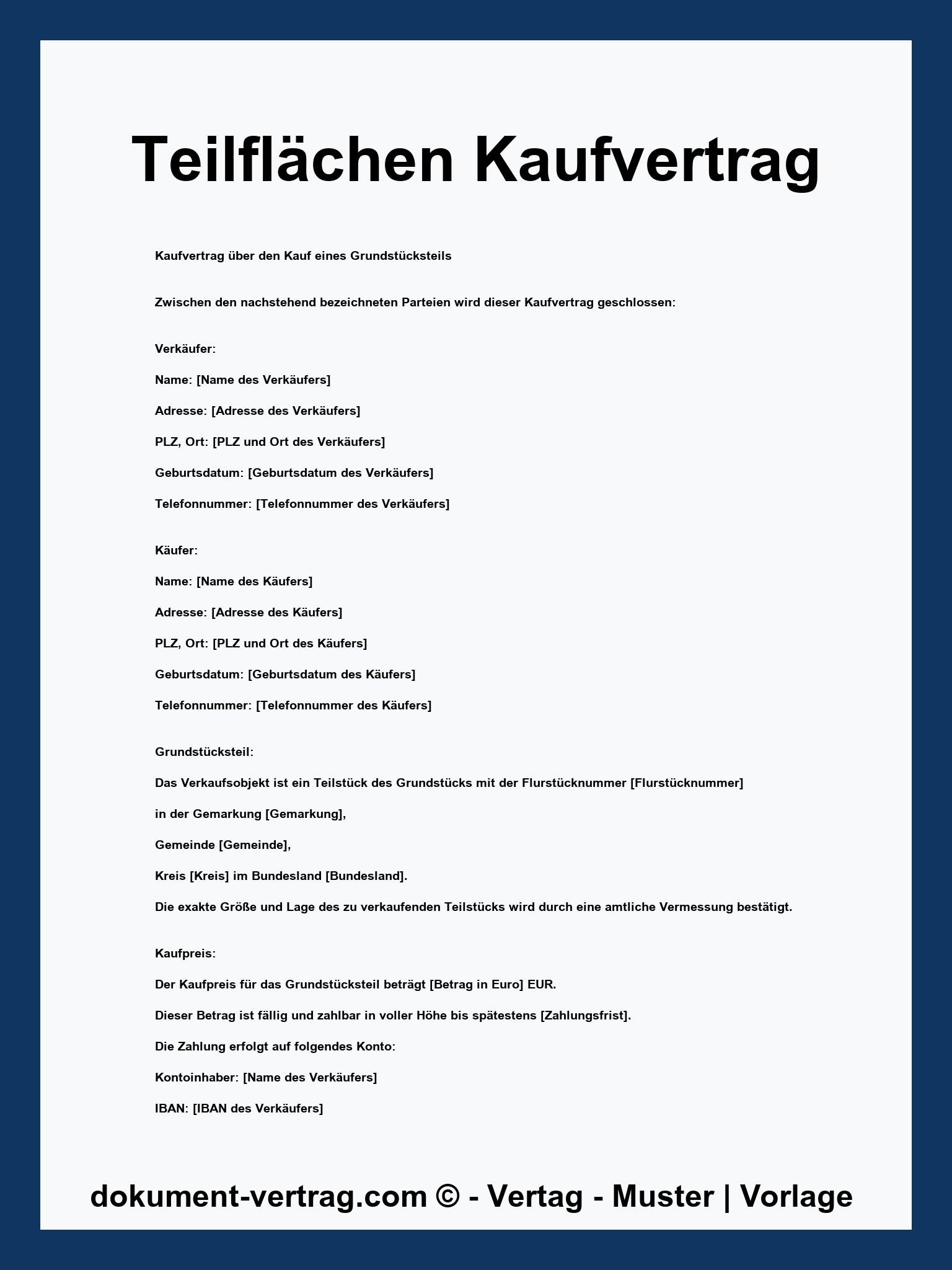 Teilflächen Kaufvertrag Muster