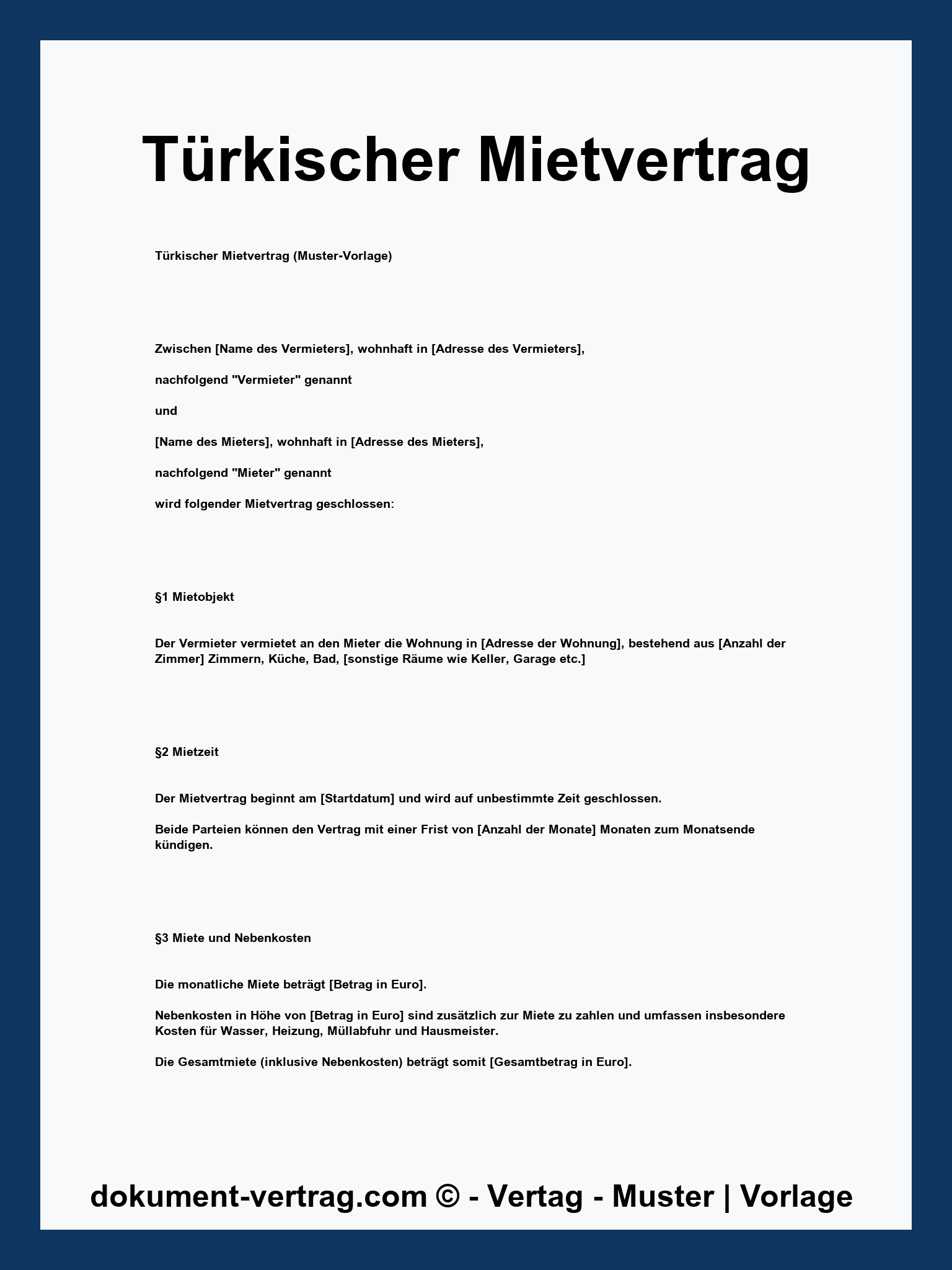 Türkischer Mietvertrag - PDF