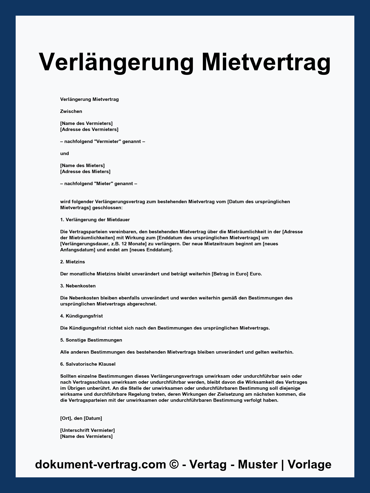 Verlängerung Mietvertrag - PDF